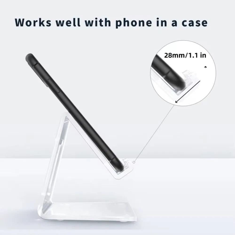 2Pcs Acrylic Lazy Phone Stand Clear Rack Smartphone Bracket Simple Cell Phone Holder for Desktop