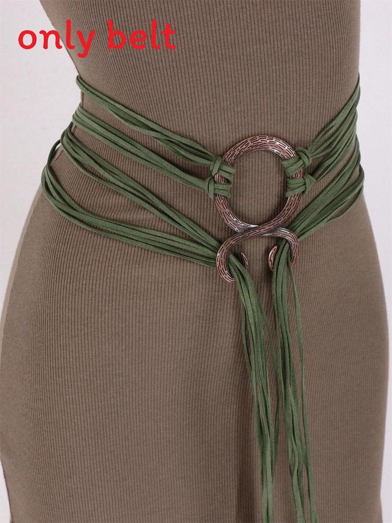 Medieval Renaissance Green Snake Belt With Decorative Buckle For Cosplay And Costume Accessory