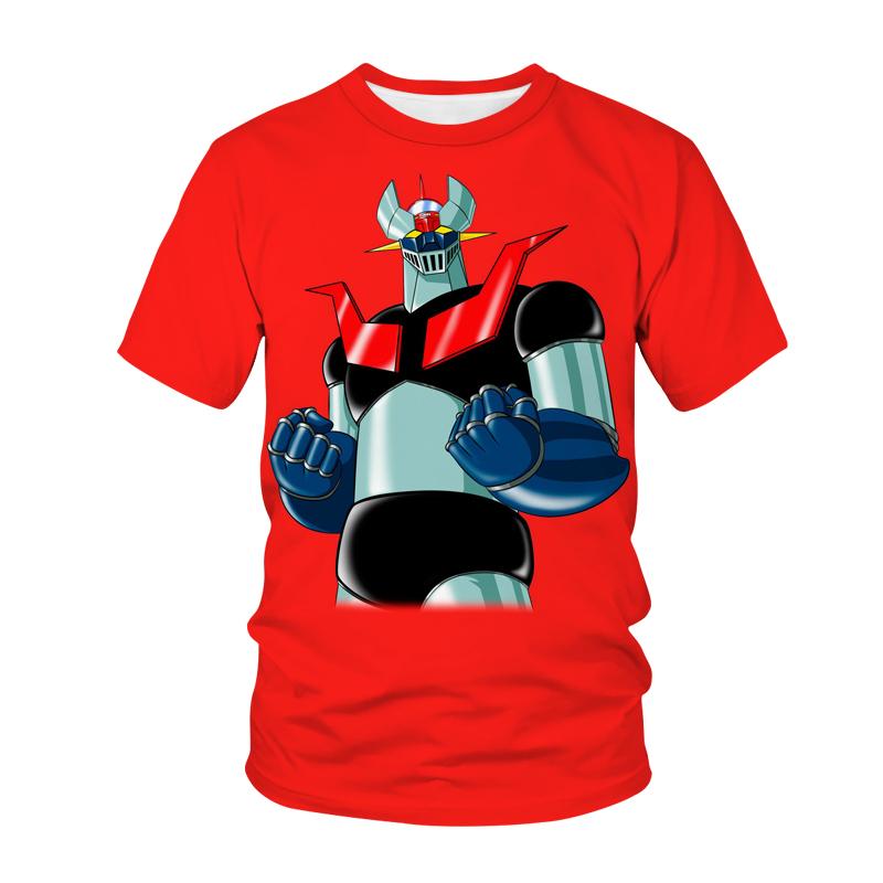 Summer Round Neck 3D Printed Mazinger Z Pattern Top Fashionable Casual Short Sleeved Children's Boy T-shirts