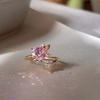 Kpop Pink Zircon Heart Open Ring For Women Girls Luxury Blue Opal Heart Couple Finger Rings Wedding Y2K Jewelry