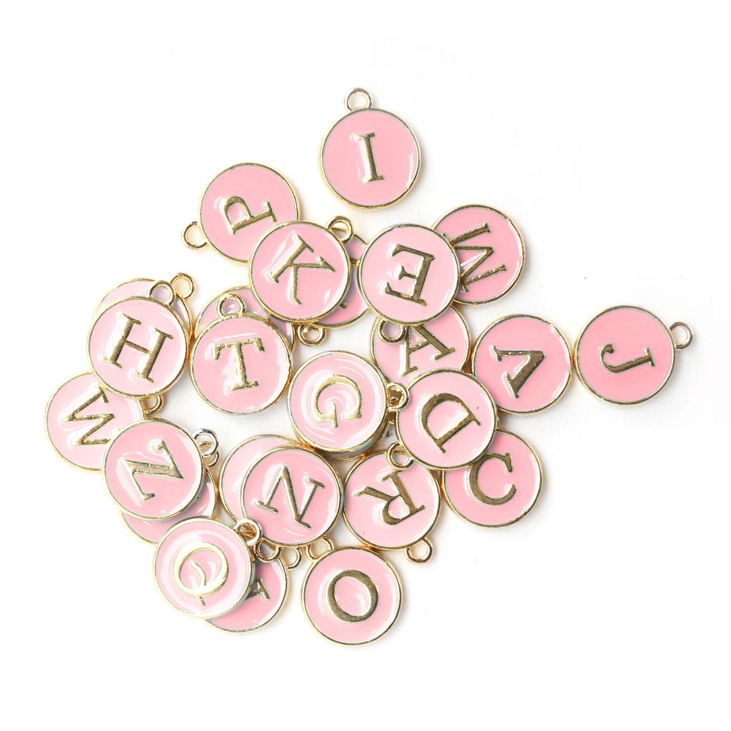 26pcs / Bag English Letter Pendant Metal Round Pendant for Jewelry Making Craft