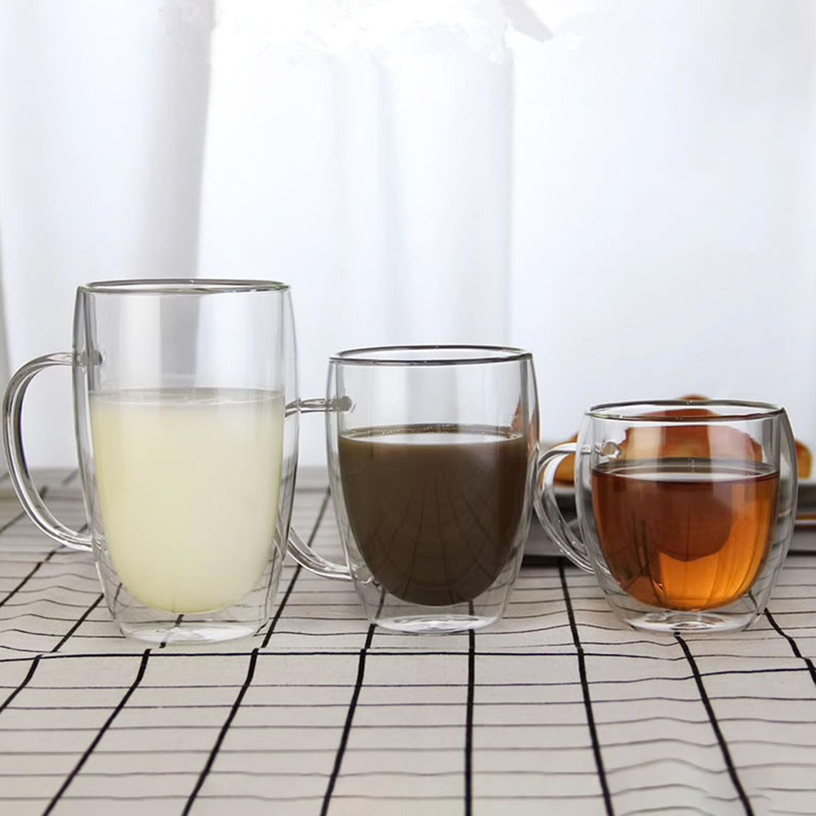 Glass Coffee Mugs with Handle Beverage Glasses Heat Resistant with Handle for Juice Drinks Lead Free 350ml