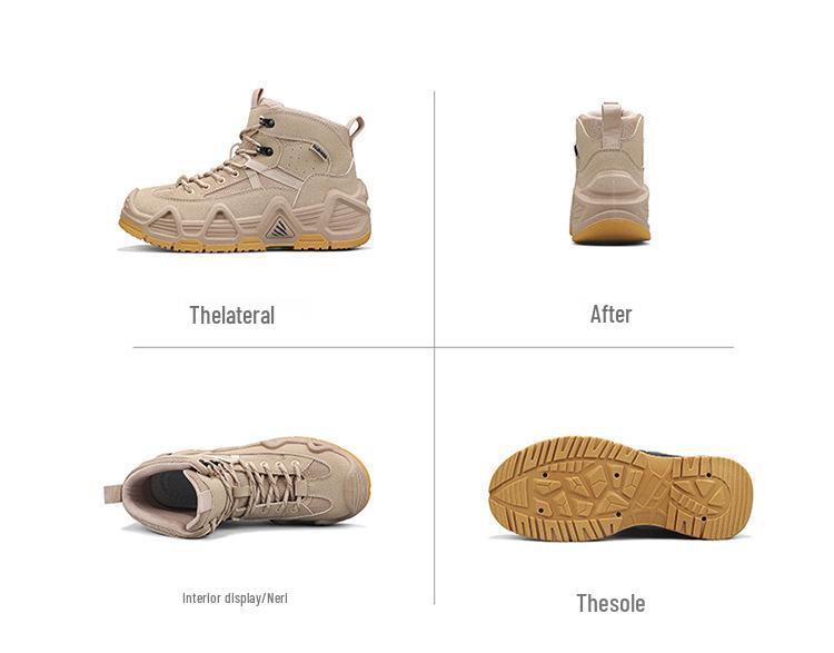 Męskie Pustynne Wysokie Outdoorowe Buty Turystyczne Odporne na Przebicie - Antypoślizgowe, Odporne na Ścieranie Taktyczne Sneakersy