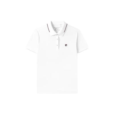 Solid Color Logo Simple Casual Sports Polo Shirt Women Tops White F11W321101FWT