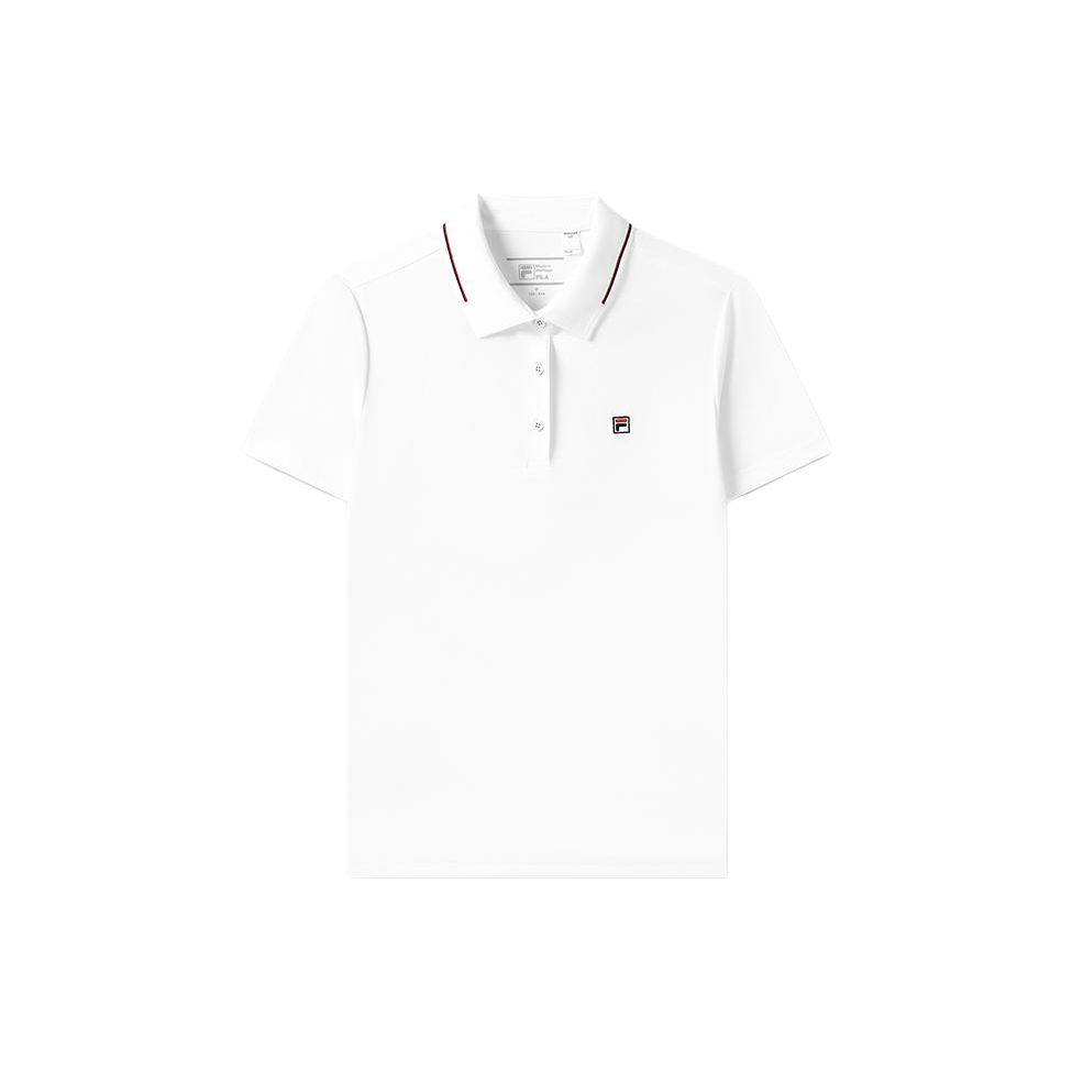 Fila Solid Color Logo Simple Casual Sports Polo Shirt Women Tops White F11W321101FWT