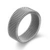 Triple-Tone Titanium Steel Men's Fashion Ring, 8mm Stainless Mesh, Fade-Resistant Business Style