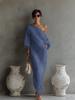 European Spring/Summer Women's Off-the-Shoulder Long Sleeve Midi Dress