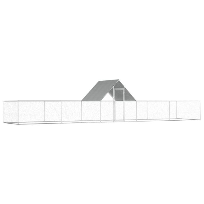 VidaXL Poulailler Enclos Clapier Cage Animaux Lapin Canard 10x2x2 m Acier 144563