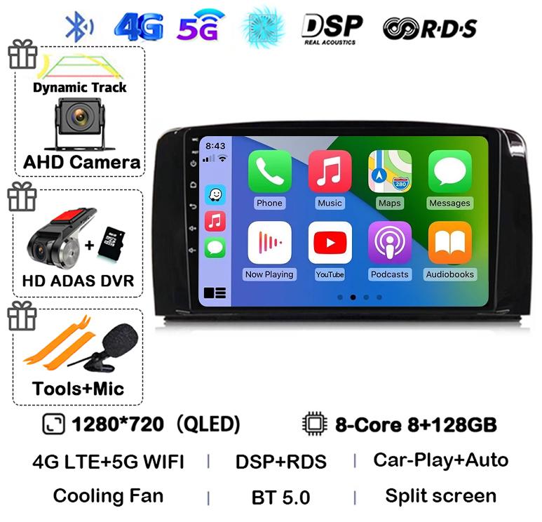 Android 14 Carplay For Mercedes Benz R-Class R Class W251 R280 R300 R320 2005-2017 Car Radio Multimedia Video Player GPS Stereo