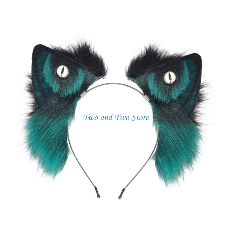 HX6F Bendable Wolf Ear Headpiece Furry Animal Cosplay HairBand For Adult Kids Roleplay DressingUp Party Gathering Headwear