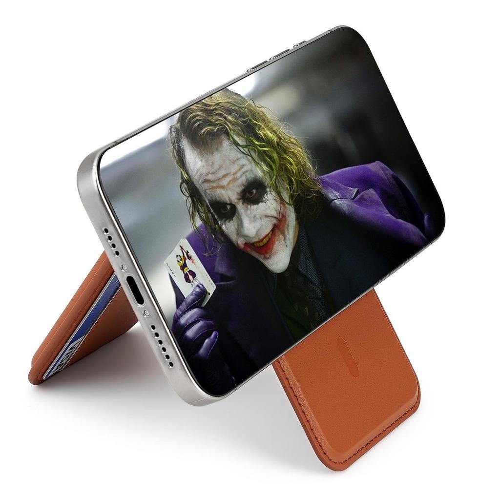 European Fashion Magnetic MagSafe Card Holder: Eco-Friendly PU Leather Folding Stand with Metal Hinge.