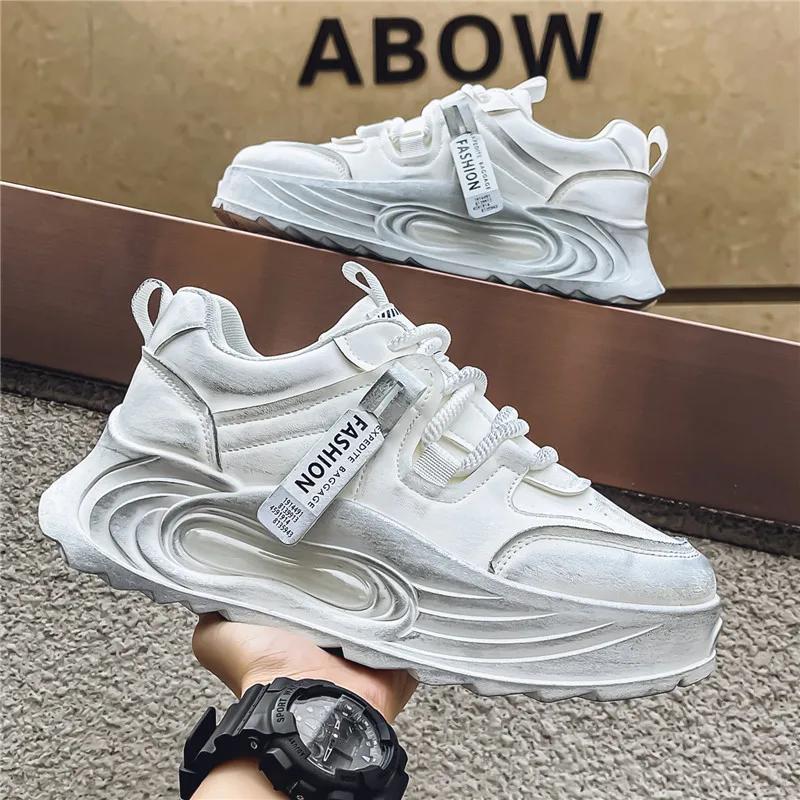 

Мужские дизайнерские кроссовки на массивном каблуке, модные повседневные туфли из микрофибры из кожи, дышащие туфли на плоской платформе с увеличенным ростом 39