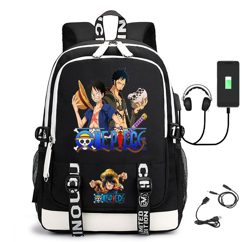 Hot-selling ONE PIECE Luffy backpack usb charging large capacity bag