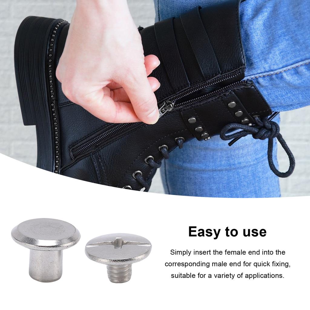 50 Pairs 0.18x0.2x0.35in Leather Rivets Kit M3.5 Stainless Steel Flat Round Head Rivet and Screw Set for Binding and Decoration