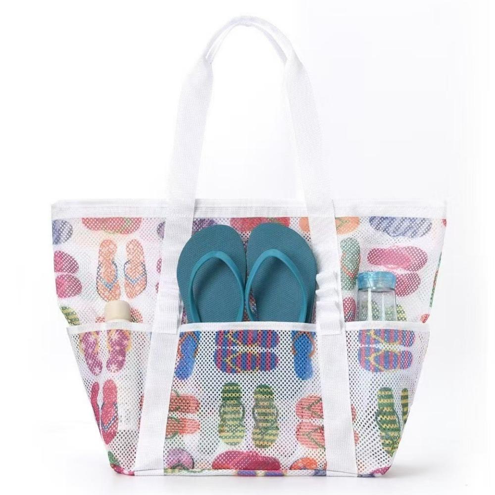 Beach Bag Large Capacity Toy Mesh Swimming Bag Multifunctional Travel Shoulder Beach Bag Swimsuit Storage Bag