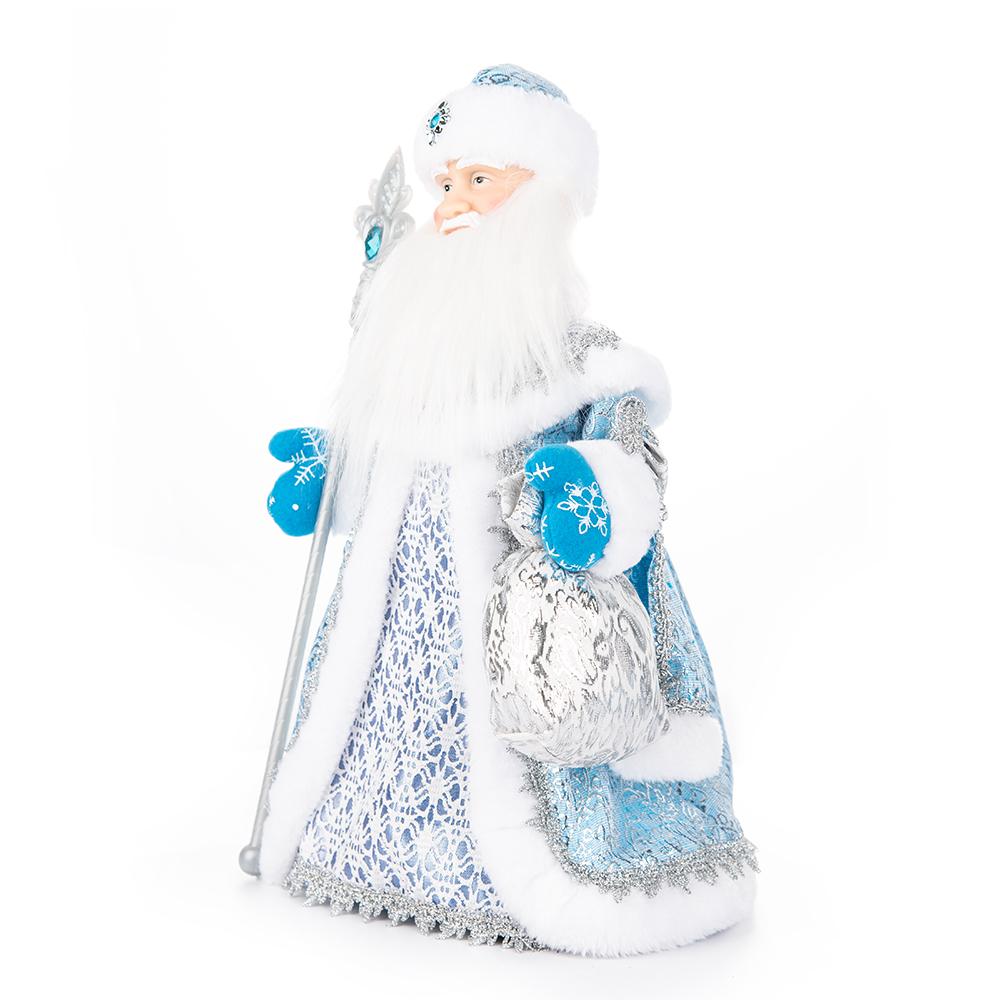 Statua di Ded Moroz Blu Argento 40cm, Bambola Decorazione Tavolo Capodanno Russo Natale