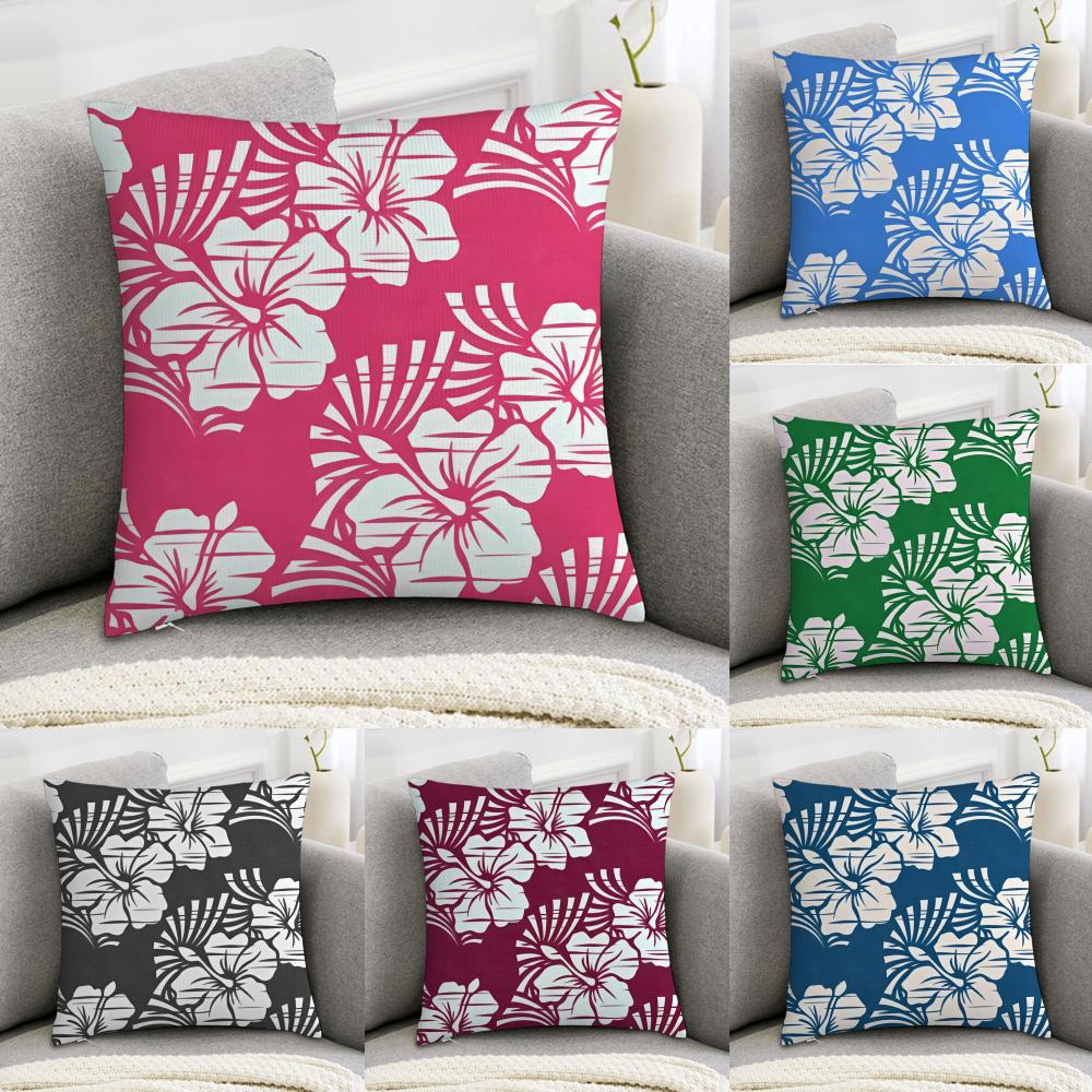 Hawaiian Flowers Cushion Cover Pillowcase Comfort Sofa Bed Silky Elegant Invisible Zipper Decorative Cushion Cover