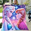1pc Elsa and Anna Printing Flannel Blanket for All Season, Unisex Cartoon Blanket, Office Blanket, Lunch Rest Blanket