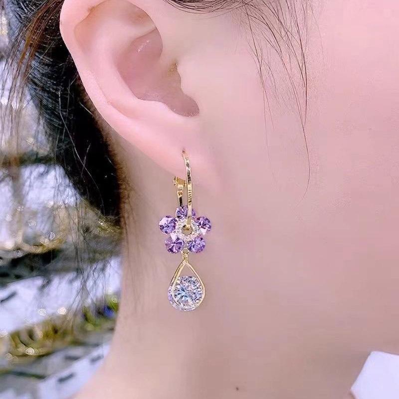 Fashion Women's Heart Zircon Flower Earrings Drop Earrings Engagement Earrings For Women Jewelry Wedding Party Gift XYZ