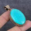 Blue Triplet Opal Gemstone Handmade Copper Jewelry Pendant 2.17" d2U22