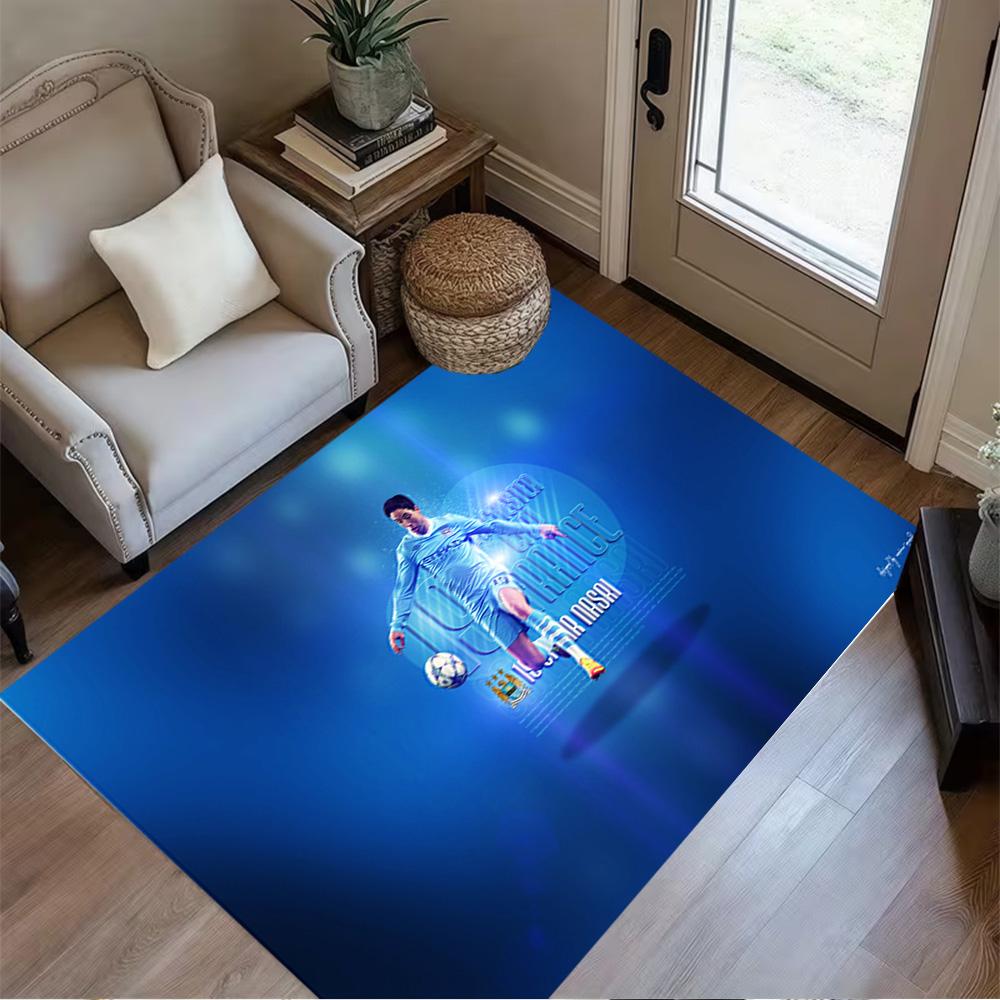 Football Player Blue Lights Carpet Perfect for Bedrooms Entryway Dining Room Hallway Antislip Carpet Decorate Offices Wedding Party Gift
