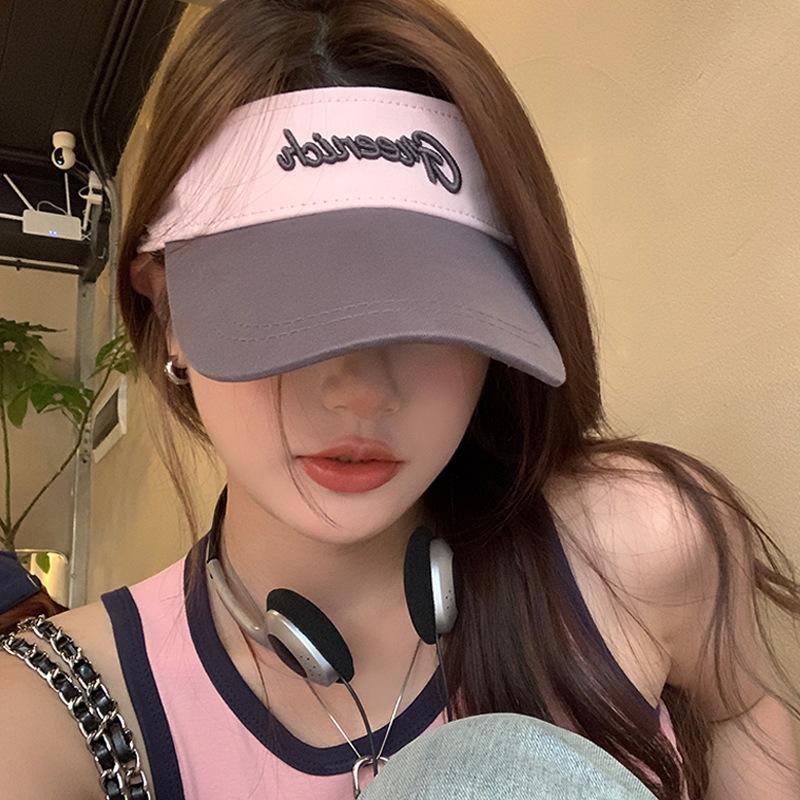 New letter color matching sun protection empty top hat women's summer outdoor UV protection sun hat sports cap