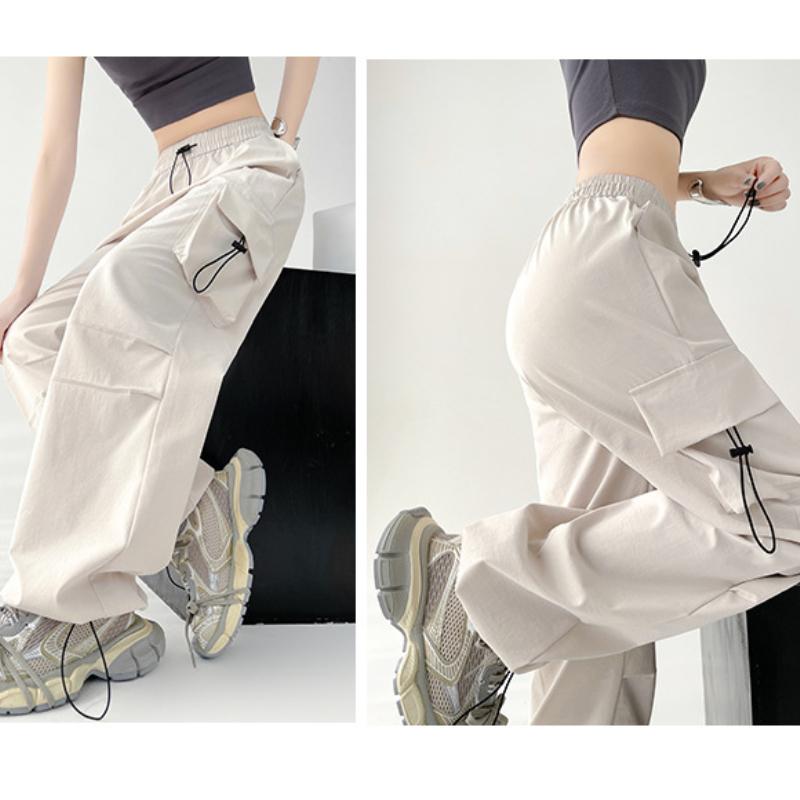 GMXIA Women's Fashion Casual Solid Color Print High Waist Pants & Capris