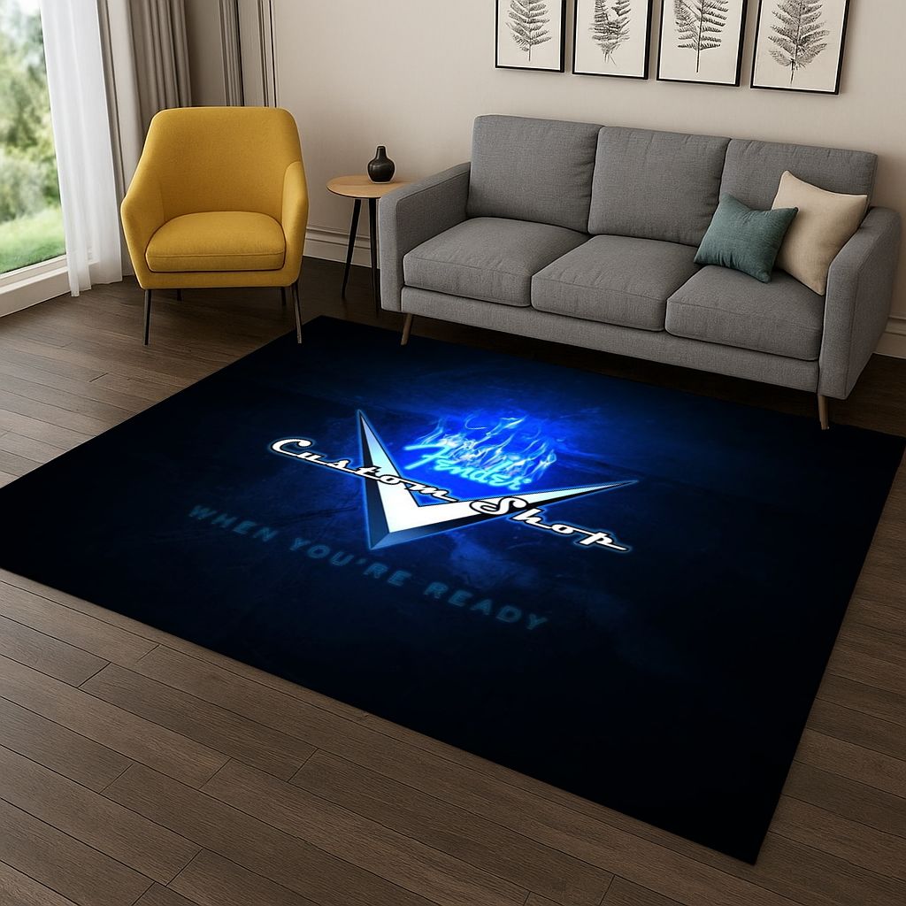 3D Fender Guitar Bass Instrument Music Logo Carpet Rug for Bedroom Living Room Sofa Doormat Home Decor,Area Rug Non-slip Gift