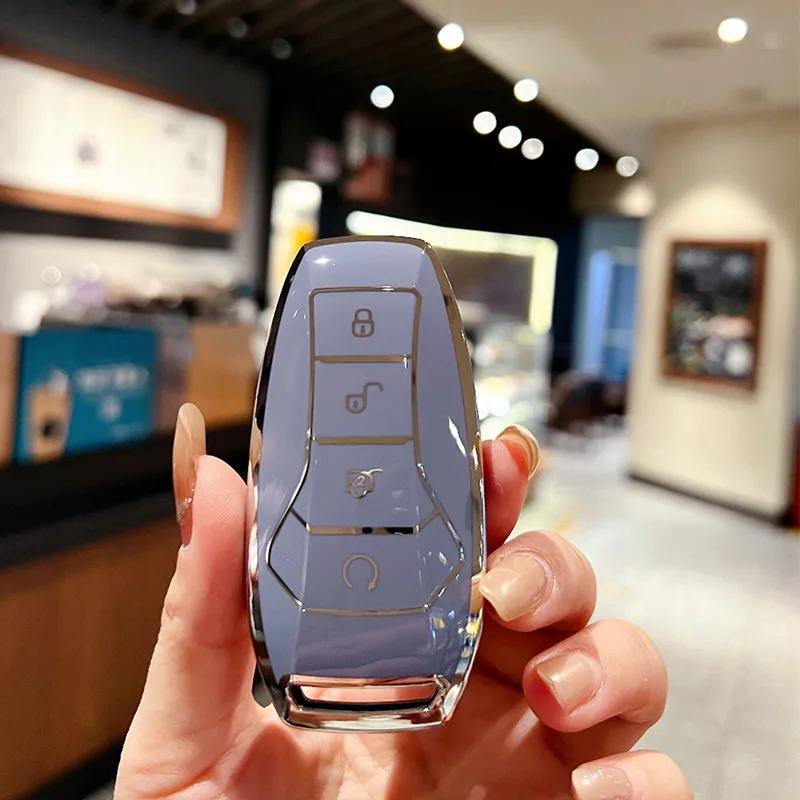 

TPU Car Key Cover Smart Remote Control Fobs Case Protector Keychain Holder Auto Accessories For BYD Tang Song DM Yuan EV Qin Pro сірий