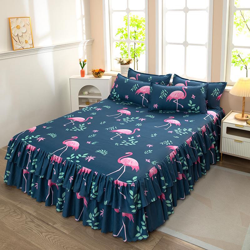 Skin-Friendly Non-Slip Fitted Bed Skirt and Mattress Protector for 1.8m Double Bed