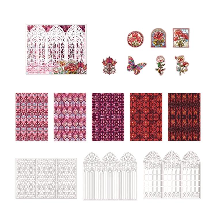 Ретро ажурная оконная рама Декоративная бумага для поделок Декоративная ПЭТ-наклейка Для скрапбукинга Изготовления открыток Декорация книги воспоминаний