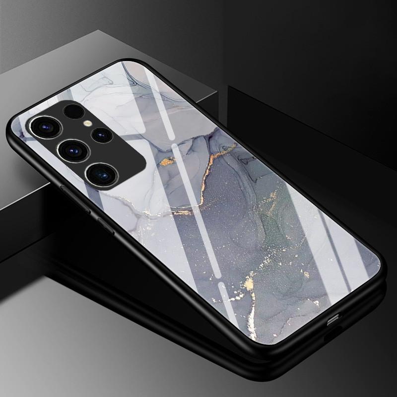 Marble Tempered Glass Phone Case For Samsung Galaxy S23 Ultra 5G Case Fashion Glass Back Cover for Samsung S23 Plus / S23 Ultra