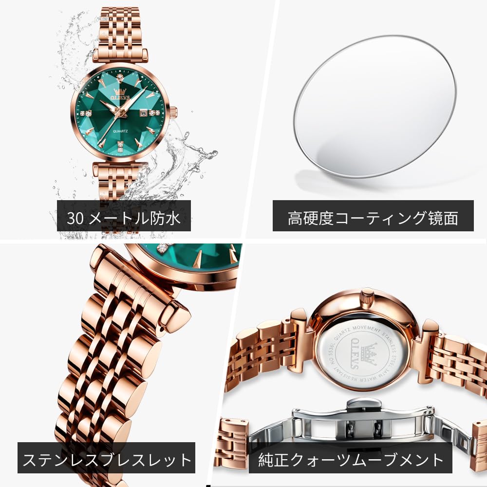 OLEVS Japanese Quartz Classic Luminous 31M Water Business Gift Watch for Women Women's Watch, Movement, Dial, Hands, Resistant, Watch, Popular,