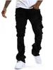 BeatStreet Nuovi Jeans Casual da Uomo Europei e Americani, Moda Street Punk, Retro, Buco Strappato, Jeans Elastici Leggermente Svasati con Frange