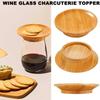 1Pcs Bamboo and Wood Red Wine Cup Lid Candle Cup Lid Wine Glass Charcuterie Topper Cooked Food Board Wooden Red Wine Cup Coaster