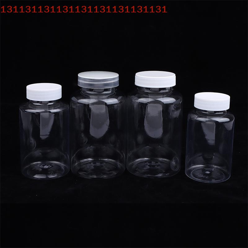 15-500ML Transparent Plastic Bottle Wide Mouth Medicine Bottle With Screw Lid Seal Vials Liquid Reagent Container Food Grade