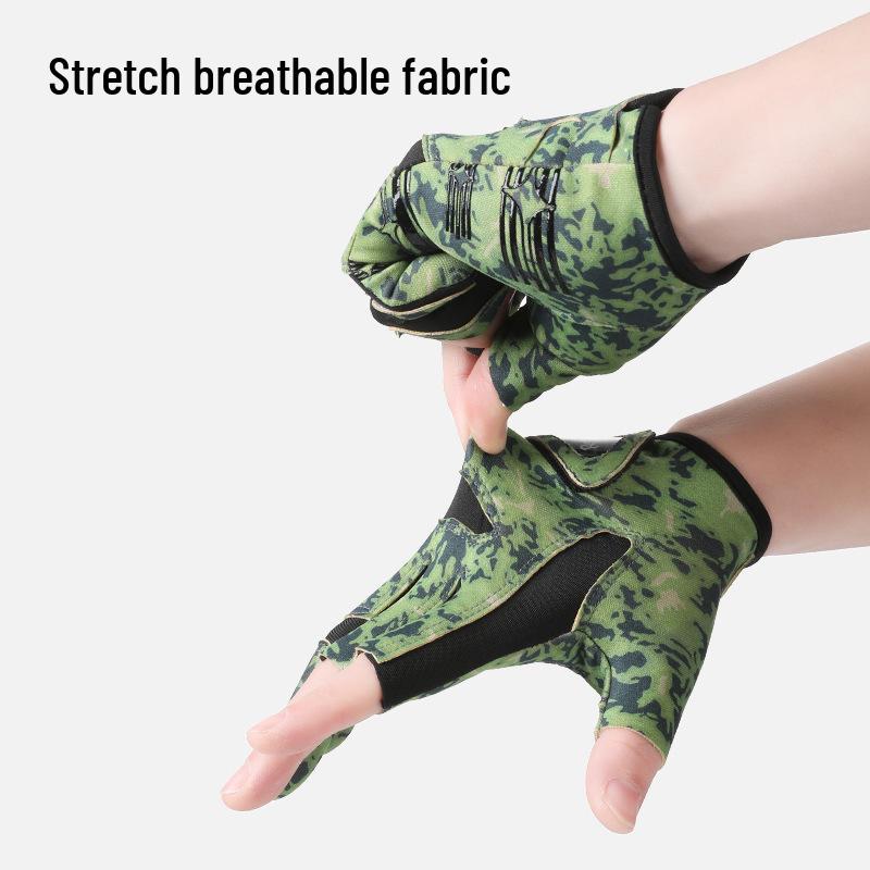 Spring & Summer Breathable Sun Protection Fishing Gloves - Anti-slip, Three-Fingerless, Thin Ice Silk, Wear-resistant Outdoor Angling Gloves