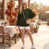 Trendiges lockeres Sweatshirt für Damen - Pullover mit Farbe, Rückenfalten und Taschen