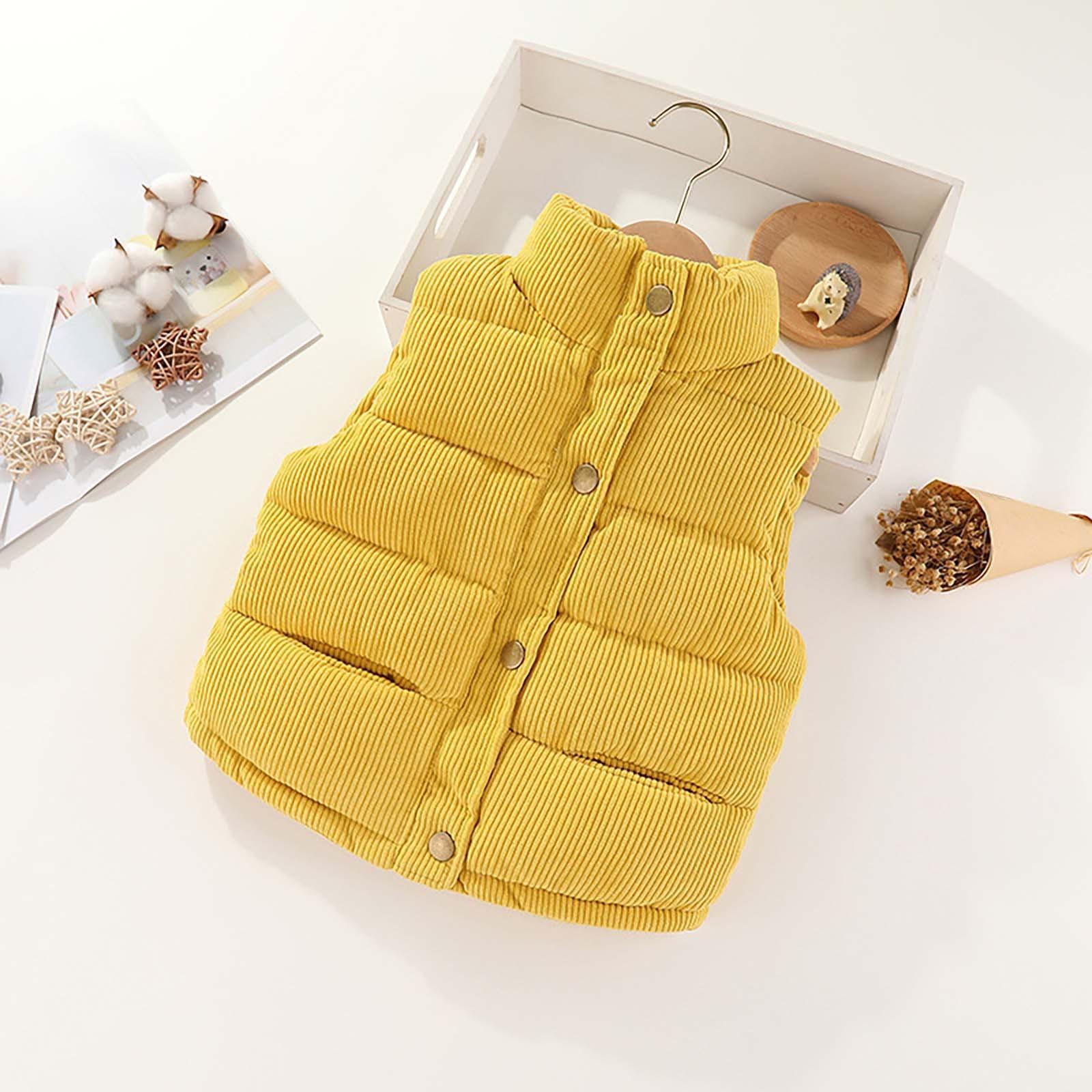 

Детский жилет, утолщенный и теплый, жилет из вельвета, верхняя часть для малыша, майка на плечо 150 жёлтый