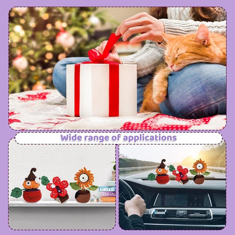 3 Plant Patterns Knitting Kit Funny Crochet Starters Kit Crocheting for Beginners with Video Tutorials for Festive Day Supplies
