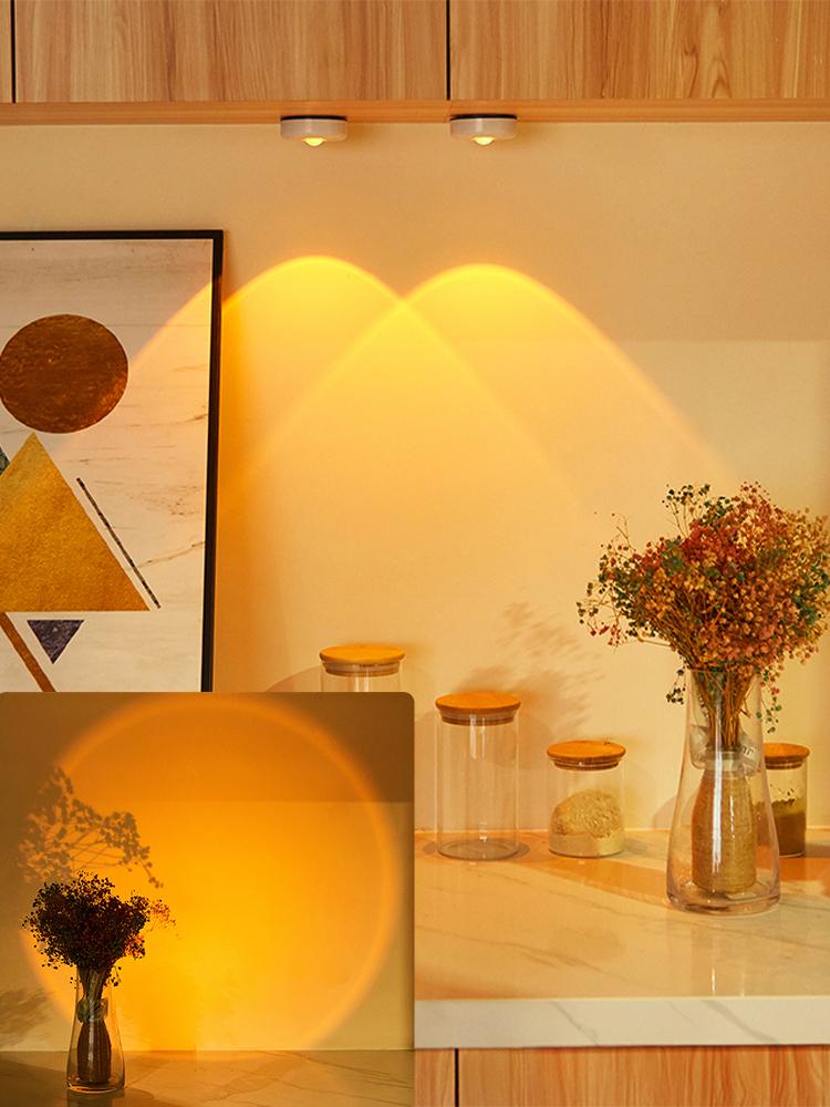 Wireless Closet Light Led Kitchen Lights Under Furniture Battery Powered Sunset Nightlight Wall Lamp Bedroom Decoration Cabinet