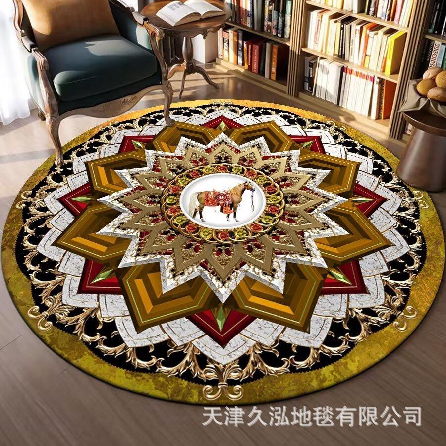 Circular Carpet Bedroom Living Room Carpet Coffee Table Carpet Home Sofa Circular Mat Ethnic Style Carpet