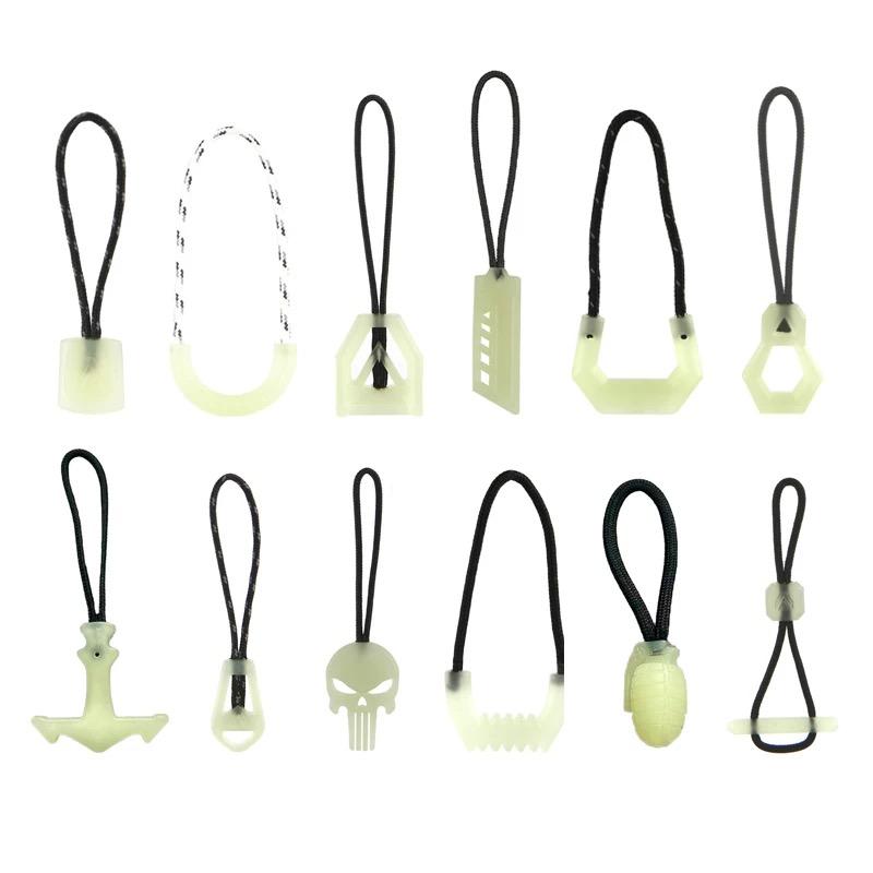 Multifunction Luminous Zipper Pullers Tactical Backpack Zipper Head Pull Rope Techwear Style Outdoor Bag Tail Rope Accessories