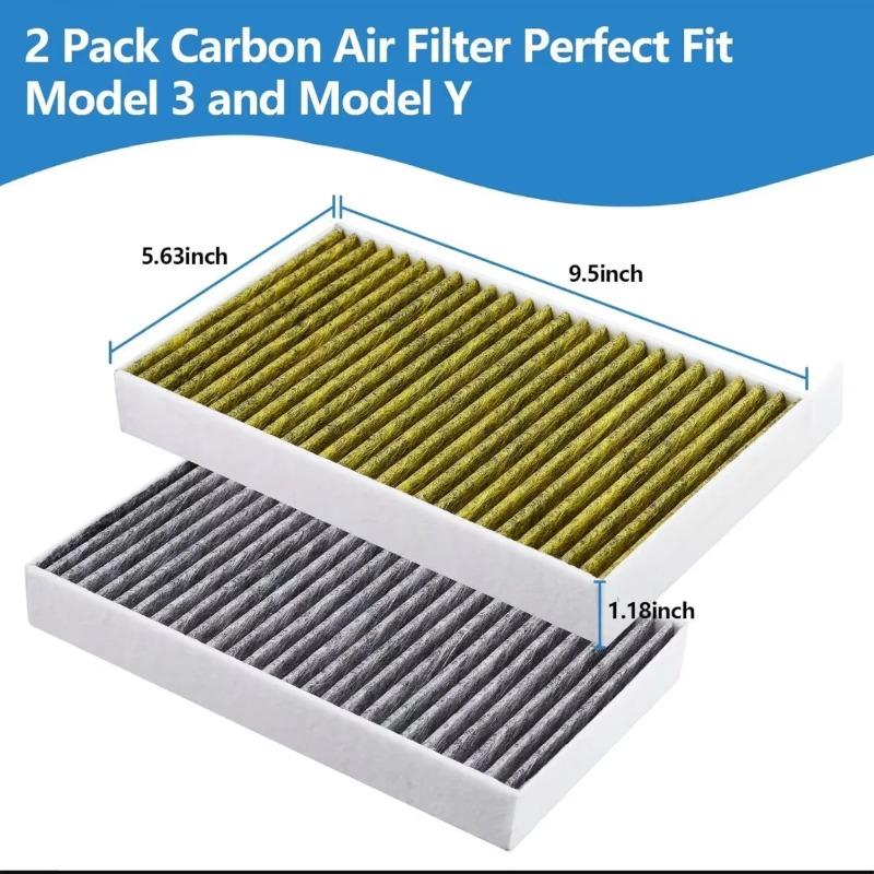 2PCS Car Air Filter Air Conditioner Cabin Filter with Activated Carbon Replacement for Tesla Model 3/Model Y