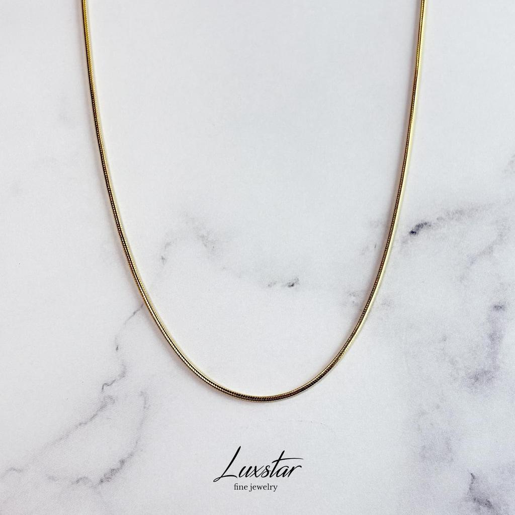 [LUXSTAR] Snake Chain Necklace, Sterling Silver 925, Gold Plated, Men's & Women's, with Adjustable Chain (Gold, 45cm + 5cm)