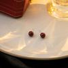 Red Imitation Pearl Earrings, Geometric Round Niche Personalized Earrings, Light Luxury Temperament, High-End Earrings For Women