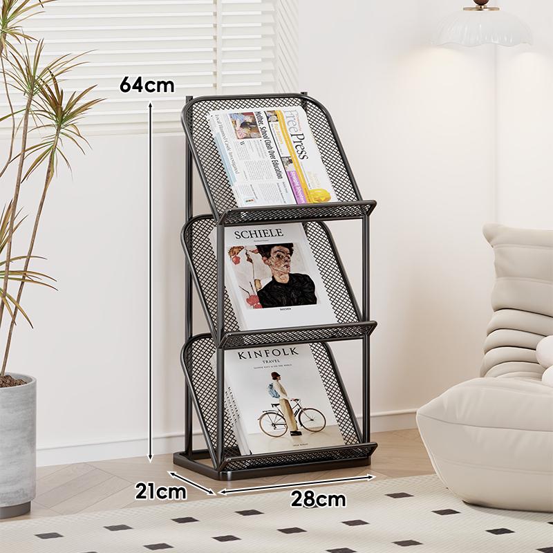 Floor-Standing Wrought Iron Magazine & Brochure Display Rack
