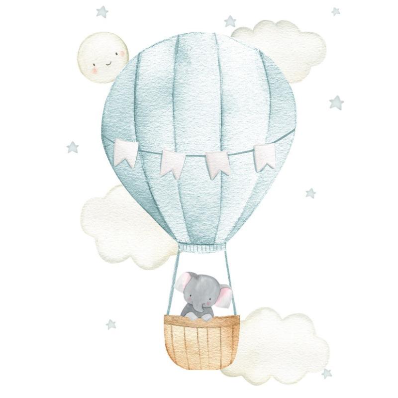 

Акварельный слон, жираф, обезьяна, ленивец на воздушном шаре, постеры, принты, печать на холсте, настенное искусство, картина для декора детской комнаты 21cm×30cm NoFrame