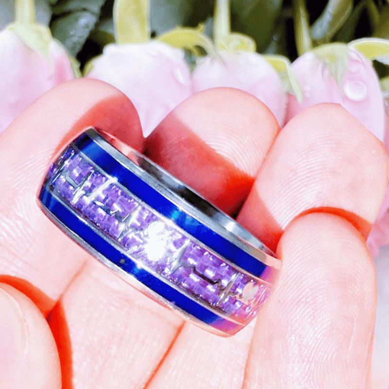 Vintage Carbon Fiber Heartbeat Couple Rings Fashionable Hand Jewelry For Lovers