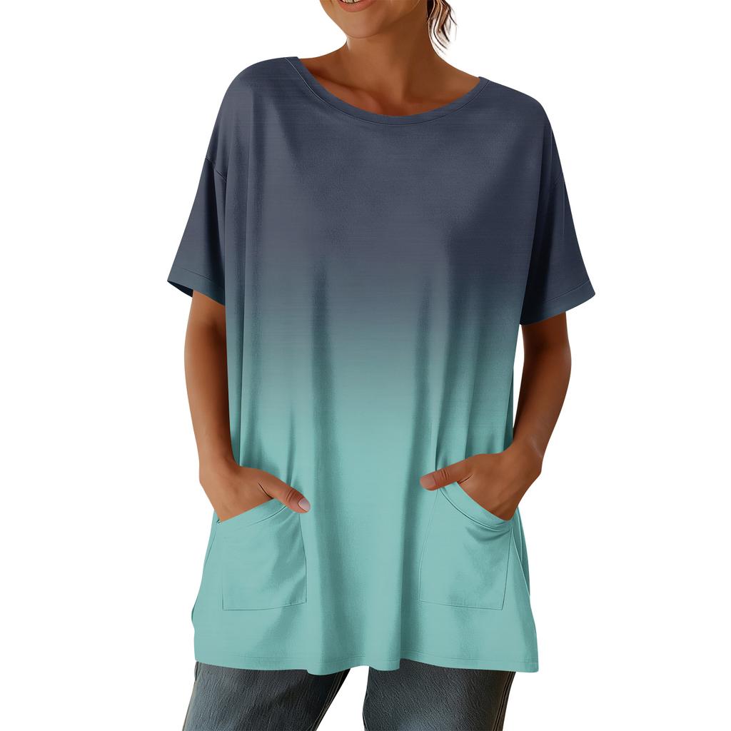 Top casual da donna alla moda a maniche corte con stampa floreale